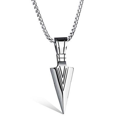 China Hiphop Stainless Steel Arrowhead Pendant Chain Necklace for sale