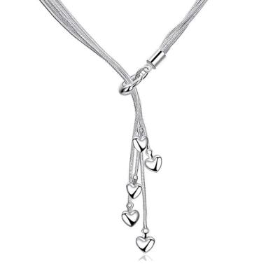 China FASHIONABLE Women's Snake Chain Necklace Five Heart Shaped Silver Snake Bone Necklace for sale