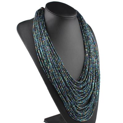 China BOHEMIA Multi Layer Chunky Bib Statement Seed Beads Group Necklace Necklace For Women Gift for sale