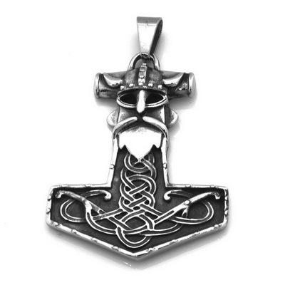 China FASHIONABLE Norse Viking Thor's Hammer Talisman Necklace, Stainless Steel Mens Vintage Original Viking Vegvisir Mjolnir Norse Jewelry for sale