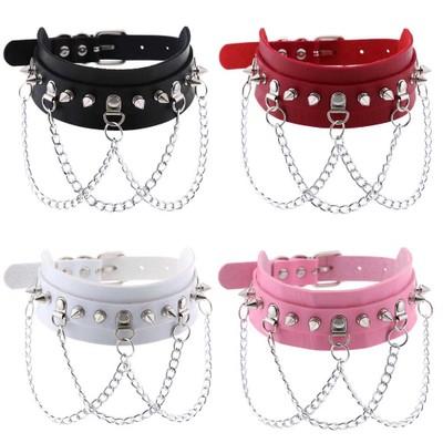 China Goth Choker Collar Spike Studded Pu Leather Collar Punk Punk Scarf For Women for sale