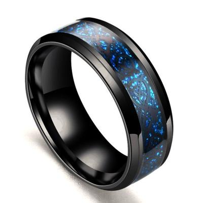 China New Fashion Design Dragon Piece Titanium Steel Ring Stainless Steel Blue Black Ring for sale