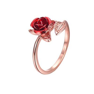 China Creative Fashion TRENDY Rose Flower Opening Adjustable Ring for Men and Women for sale