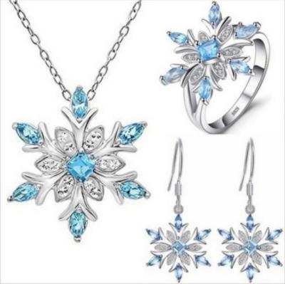 China Necklace Pendant Ring Earrings Set, Gemstones Crystal Jewelry Sets Temperament CLASSIC Snowflake For Women For Birthday Valentine's Day for sale