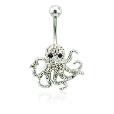 China Fashion personality stainless steel navel octopus belly dance hypoallergenic umbilical nail for sale