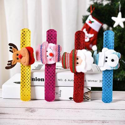 China FASHIONABLE Pat Ring Santa Claus Velvet Cartoon Bracelet Decorations Christmas Creative Gifts for Adults and Children for sale