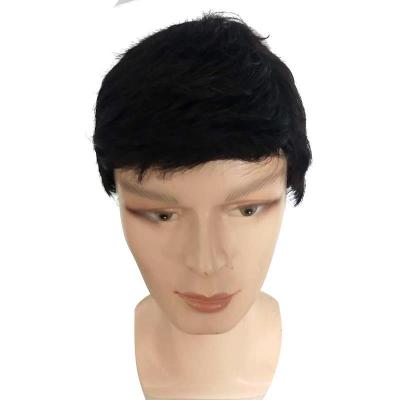 China Rose Net High Temperature Silk Chemical Synthetic Hair Exotic Wig Men's Short Hair Toupee for sale