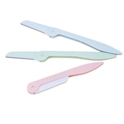 China ABS Plastic Eyebrow Scraper Shaving Knife Makeup Tools Eyebrow Shaping Knife Set Folded 3 Packs Ladies Beginner for sale