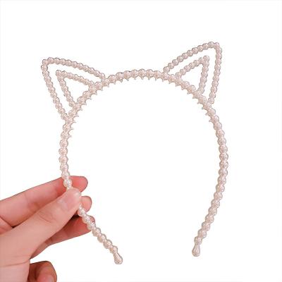 China Cute Cat Ears Simple Wild Hair Rabbit Ears Rabbit Ears Headband Cartoon Pearl Headband Imitation Pearl Korean Version Central Statistical Institute for sale