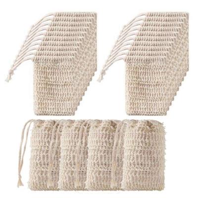 China 50Pcs Shower Natural Sisal Soap Bag Modern Canvas Sisal Bag Bath Exfoliating Organizer Bag Soap Saver Pouch Holder Soap Case for sale