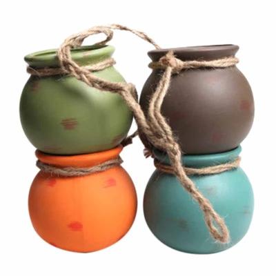 China Modern Flower Pot Mini Hemp Rope Fleshy Flower Pot Wall Hanging Personality Flower Creative Hanging Ornaments for sale