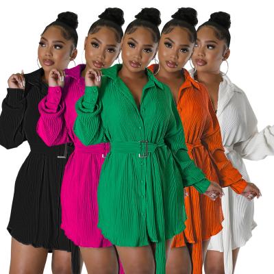 China Washable Night Dresses For Woman,Modest Evening Club Plus Size Women'S Party Casual Long Sleeve Waistband Fold Dresses for sale