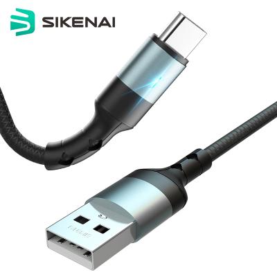 China Sikenai 5A Smart MP3/MP4 Player Power Off Type C Data Cable USB Fast Charging Cable for sale