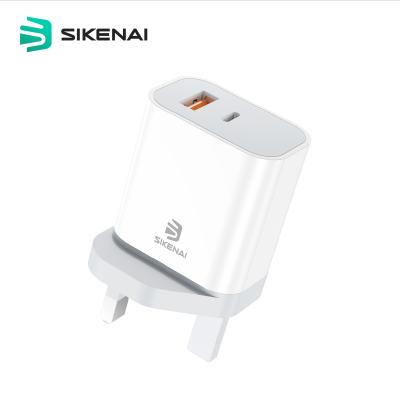 China Mobile Phone Tablet MP3 GPS Sikenai PD-2UK 18W Palladium Quick Charger UK Plug In 2 USB Travel Port Charger for sale