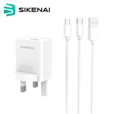 China Mobile Phone Sikenai With Micro USB Cable 18W Universal Charger UK Plug Fast Charger for sale