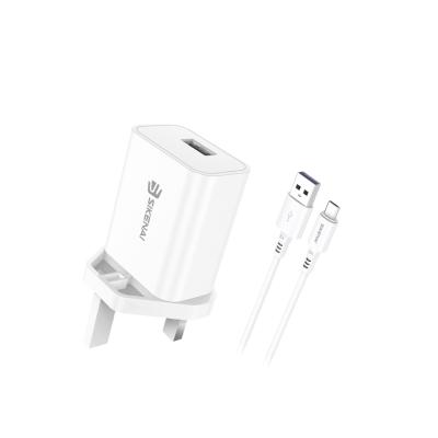 China Mobile Phone Sikenai USB Wall Charger 2.4A Portable Travel White Adapter With Micro Cable for sale