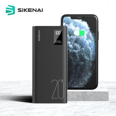 China Fast Charging Support Sikenai QS-20 40W LED Power Bank 20000 Mah Fast Charge Power Bank for sale