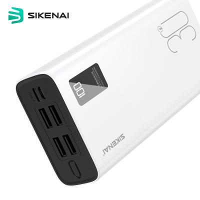 China LED Display Portable Power Bank PD USB 4 Port Sikenai 30000 mAh 40W Battery USB 4 Port With LED Digital Display For iPhone Xiaomi for sale