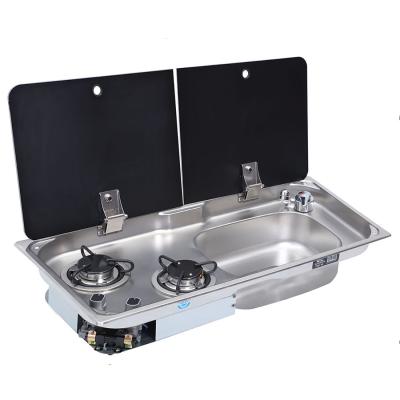 China Car Two Burner 2.18KW 0.8MM Thickness Rectangular High Quality Stainless Steel Gas Stove for sale