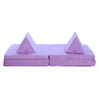 China 2021 Non-slip Most Popular Cushion Folding Mattress Kids Foam Play Couch With 2 Triangle Pillows Sofa In Living Room for sale