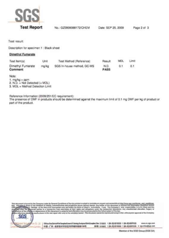 SGS report - Wellarbian & Brothers CO,.LTD