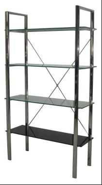 China Four Layer Glass Wall Metal Book Shelf , Tall Metal Office Bookshelves for sale