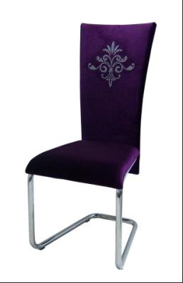 China Purple Velvet High Back Upholstered Dining Chairs With Chrome Finished for sale