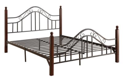 China Cool French Style Full Size Metal Beds Double Black With Headboard for sale