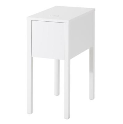 China White Modern Wood Nightstand Bed Side Table Square Qi Wireless Charging Standard for sale