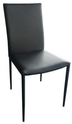 China Commercial Black High Backed Dining Chairs , Steel Frame Leather Dining Room Chairs for sale