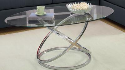 China Home Modern Glass Bar Table , Glass Metal Round Extending Dining Table for sale