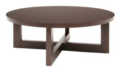 China Round Small Dark Wood Coffee Tables Recycled European With Metal Legs for sale