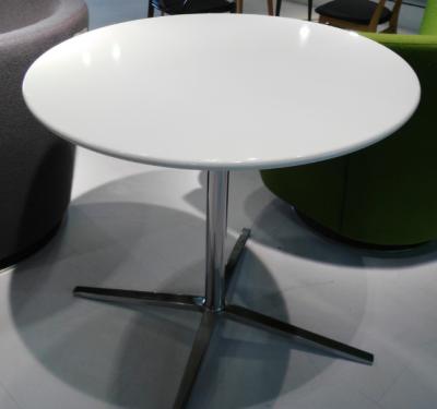 China White Wooden Round Coffee Table Contemporary Polished Steel Leg for sale