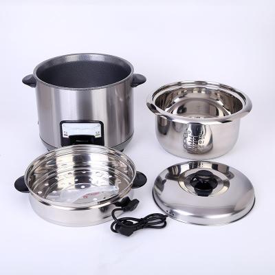 China Hotel rice cooker 304 S/s 2.8l stainless steel inner pot cylinder rice cooker with stainless steel steamer for sale