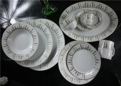 China Delicate Rim Round 30 Pieces Ceramic Dinnerware Sets  Platinum Recyclable for sale