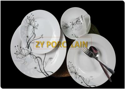 China Decal And Metal Colored 20 Piece Flat Round Dinnerware Sets Porcelain Material Non - toxic for sale