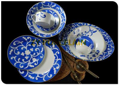 China Italian Blue Colored Round Dinner Sets , 19 Piece Full Dinner Set For 6 OEM / ODM for sale