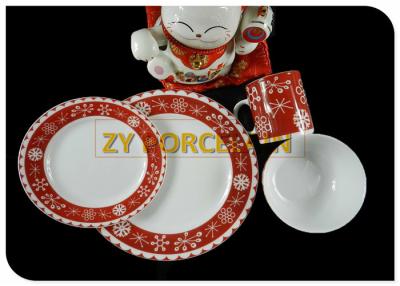 China Cute Christmas 16 Piece Round Dinnerware Sets With 12 Ounce Mug And Bowl for sale