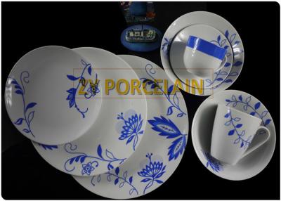 China Blue Flower Design 24 Piece Coupe Dinnerware SetsWith Coffee Mug Safe For Refrigerator for sale