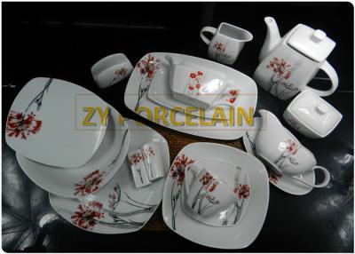 China Healthy 57 Piece Square Porcelain Dinner Set Heat Resistant Beautiful FaçAde With Tea Sets for sale