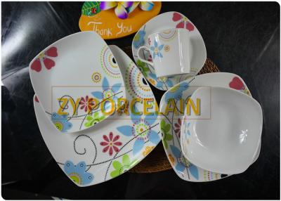 China 12 Piece Compostion Square Dinnerware Sets , White Christmas Square Plate Set for sale