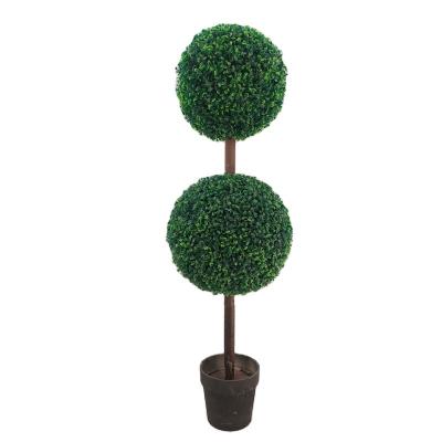 China 122H 33D 38D Double Ball Topiary Artificial Buxus Plant Tree Topiary Boxwood Contemporary Anti-UV Topiary Plant for sale