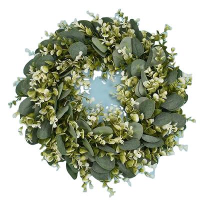 China High Quality Plastic Plant Diameter 42CM Decorative Flowers Braids Artificial Wreath For Front Door for sale