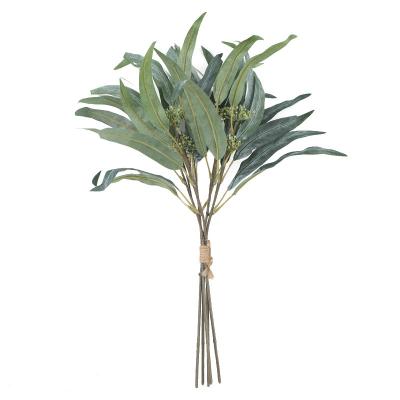 China Eco-friendly Eucalyptus Branches Decoration Artificial Plants Long Leaves Greenery Money Trees For Mall Decorations for sale