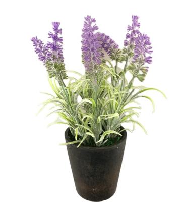 China Minimalist Artificial PVC Flowers Lavender Bouquet in Paper Pulp Pot Artificial Plant for Home Decor for sale