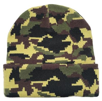 China COMMON High Quality Camouflage Color Jacquard Mens Knitted Beanie Hat for sale