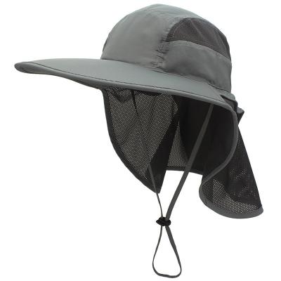 China COMMON Outdoor Sun Protection Sun Shade Umbrella Hat Summer Mens Womens Wide Brim With Long Cap Bucket Hats for sale