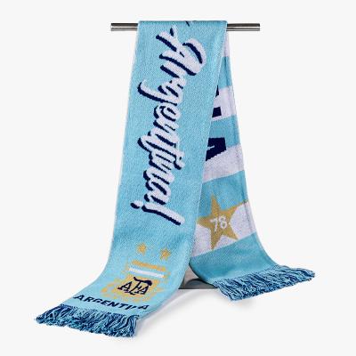 China Wholesale Custom Jacquard Knitted Slogan Long Scarf With Tassel Club Fan Scarf Soccer Scarf for sale