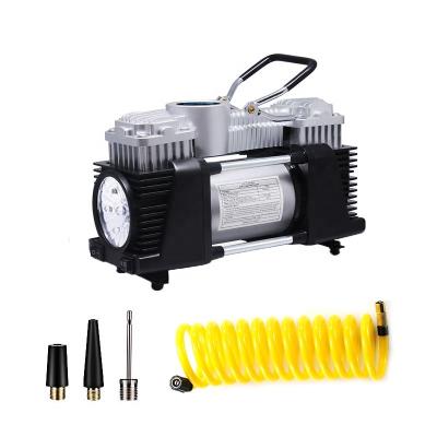 China Metal+Plastic DC 12 Volt Portable Dual Cylinder Car Tire Inflator Air Compressor Pump for sale