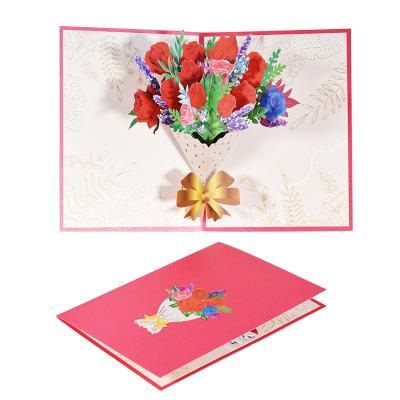 China Europe High Quality Wholesale 3D Pop Up Paper Flower Cards Mom's Day Mother's Day Gift Idea Greeting Cards for sale